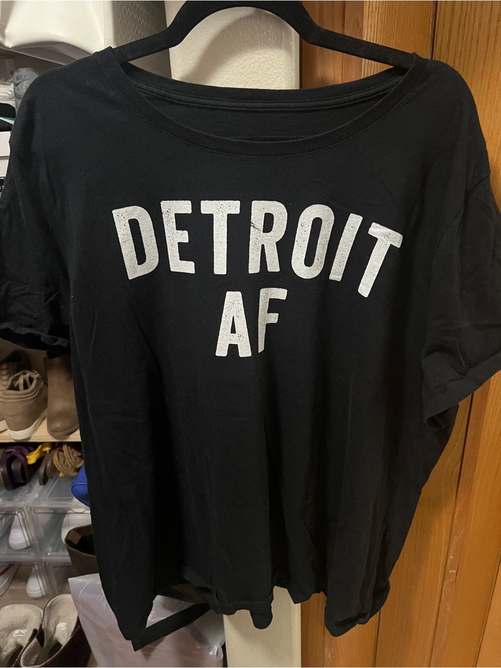 Detroit Lions Black womens T-Shirt with White Lion Logo